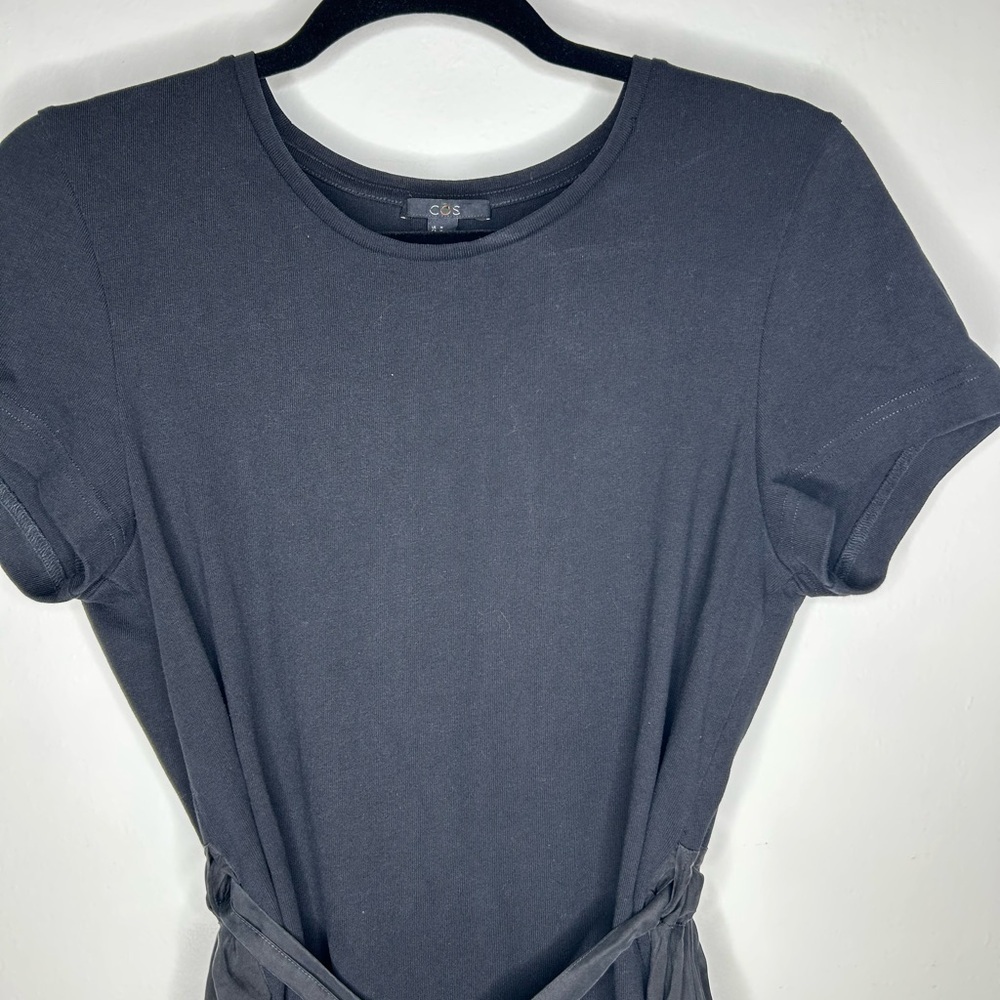COS Black Drawstring Mulberry Silk Cotton Dress Size medium - Picture 5 of 9